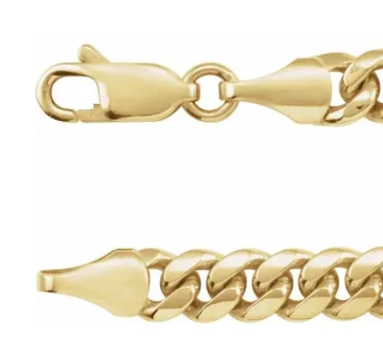 Curb Cable Chain Necklace In 14K Yellow Gold, 5.0mm