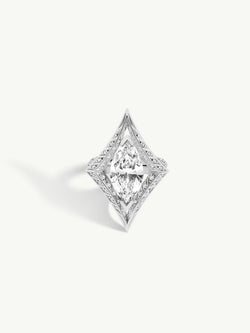 Palmyra Ring With Brilliant Marquise-Cut White Diamond In 18K White Gold