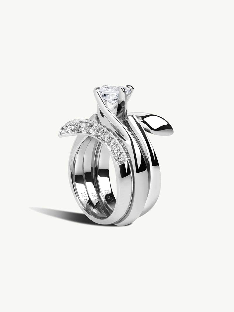 Pythia Serpentine Twist Solitaire Engagement Ring With Brilliant Pear-Cut Diamond In Platinum