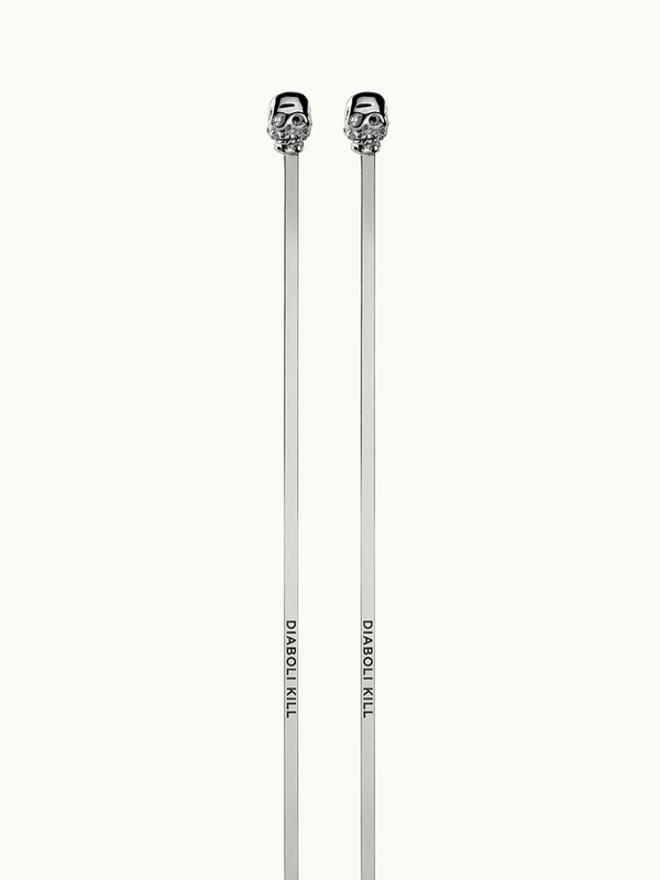 Memento Mori Cocktail Stirrers In Sterling Silver - Set of 2