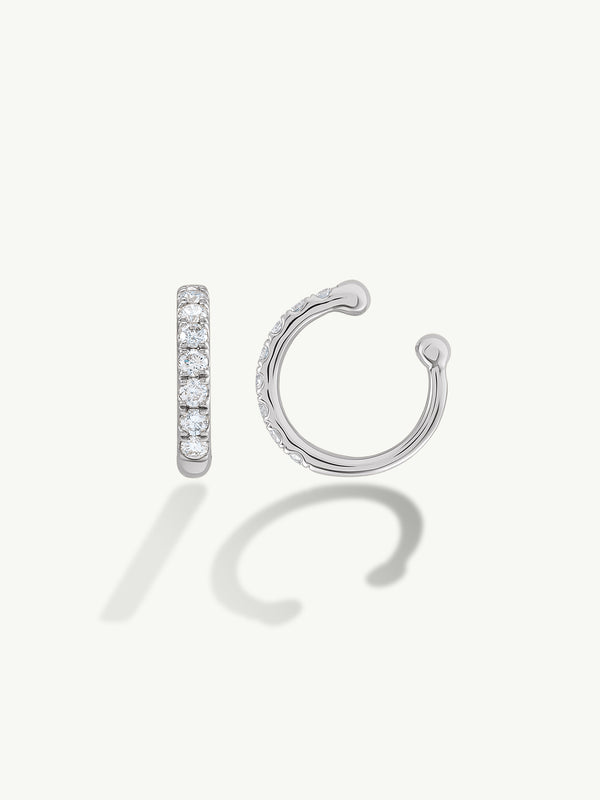 Eternal by Marei Single Ear Cuff With Pavé-Set White Diamonds, 0.17 CTW
