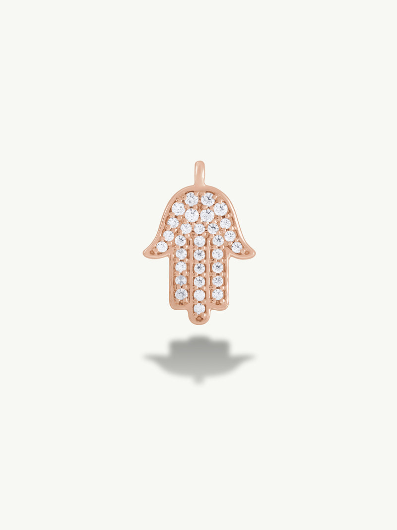 Hamsa Talisman Charm Pendant With Pavé-Set Brilliant White Diamonds, 0.125 CTW