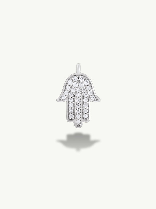 Hamsa Talisman Charm Pendant With Pavé-Set Brilliant White Diamonds, 0.125 CTW