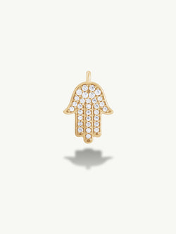 Hamsa Talisman Charm Pendant With Pavé-Set Brilliant White Diamonds, 0.125 CTW