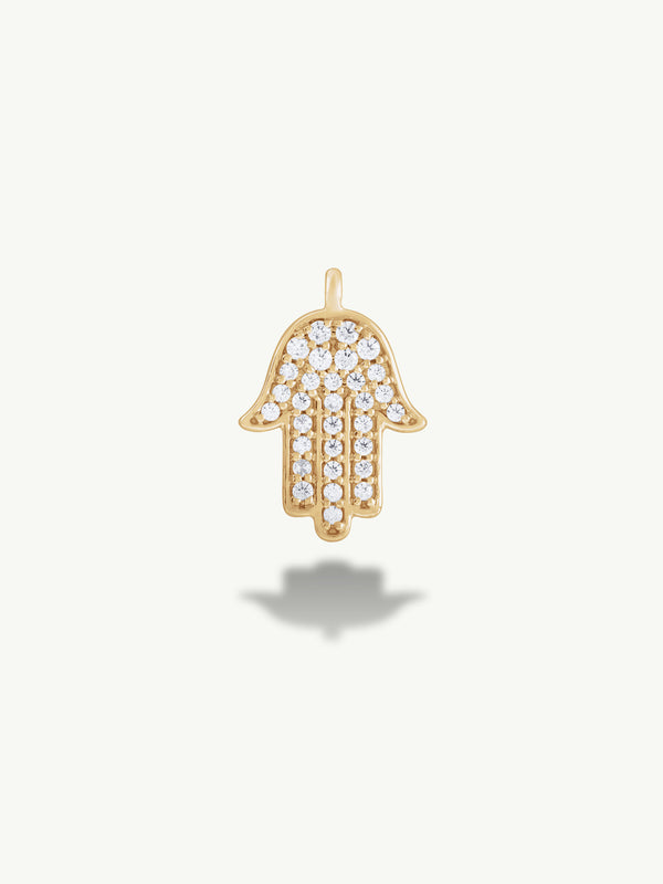 Hamsa Talisman Charm Pendant With Pavé-Set Brilliant White Diamonds, 0.125 CTW