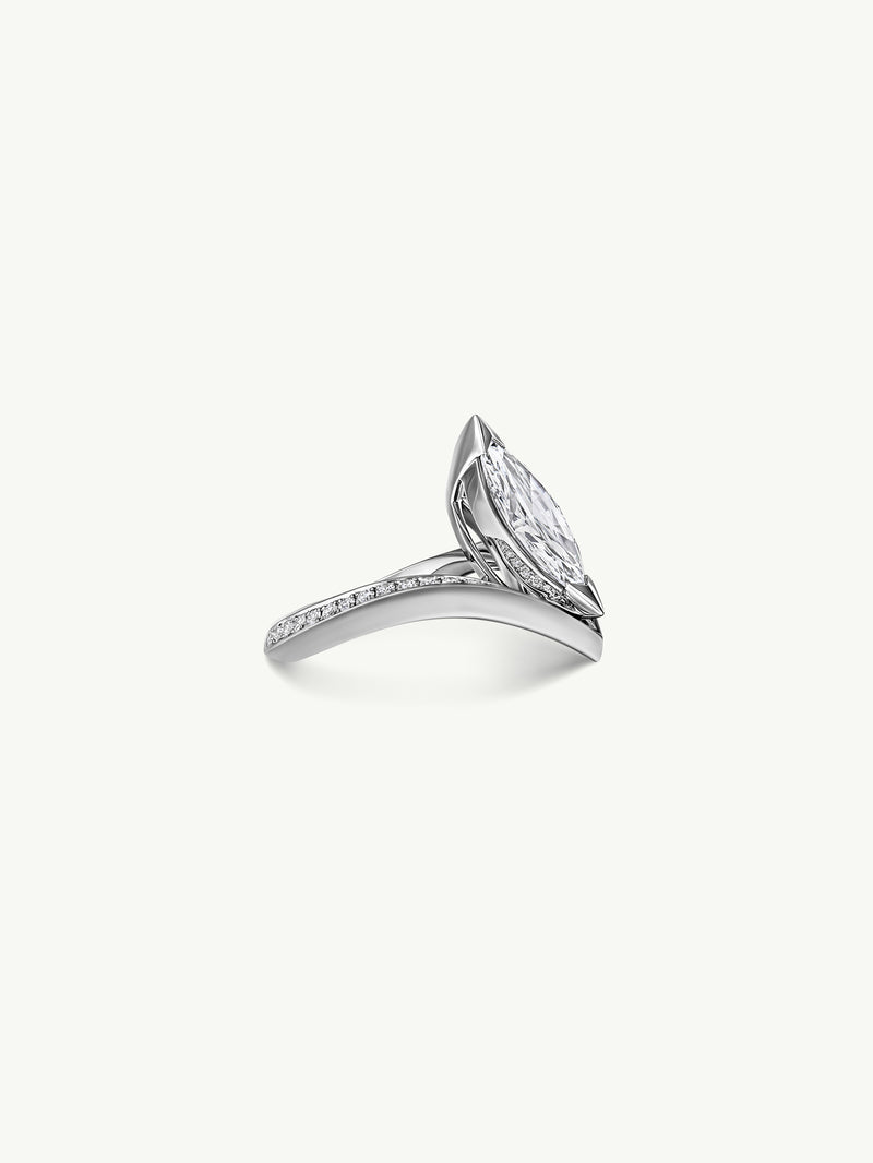 Yasmeen Ring With Brilliant Marquise-Cut White Diamond In Platinum