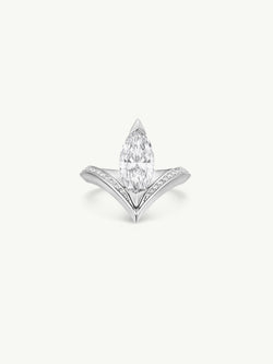 Yasmeen Ring With Brilliant Marquise-Cut White Diamond In Platinum