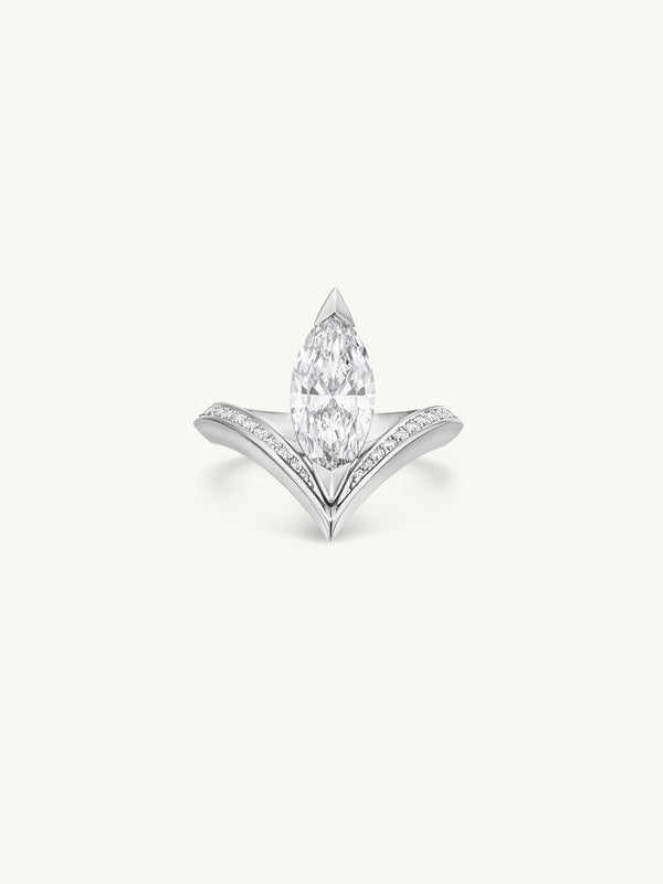 Yasmeen Ring With Brilliant Marquise-Cut White Diamond In Platinum