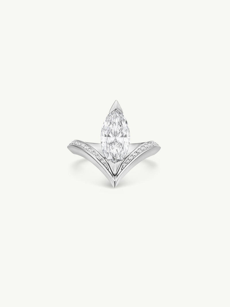 Yasmeen Ring With Brilliant Marquise-Cut White Diamond In Platinum
