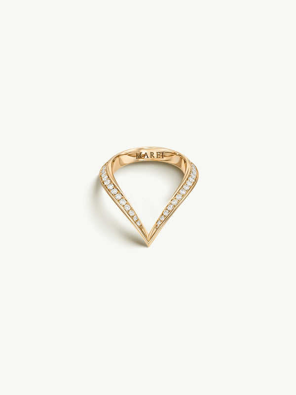 Yasmeen Band with Pavé-Set White Diamonds In 18-Karat Yellow Gold & White Enamel