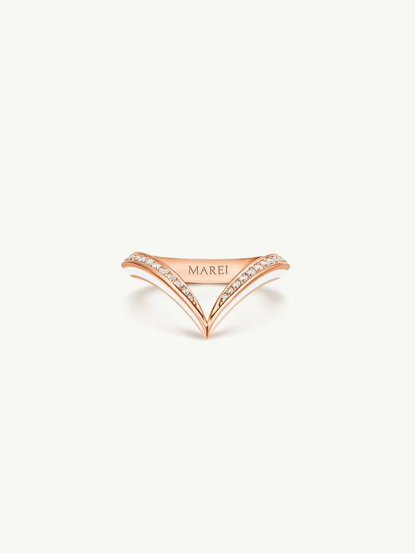 Yasmeen Band with Pavé-Set White Diamonds In 18-Karat Rose Gold & White Enamel