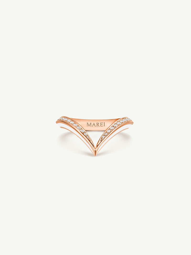 Yasmeen Band with Pavé-Set White Diamonds In 18-Karat Rose Gold & Enamel