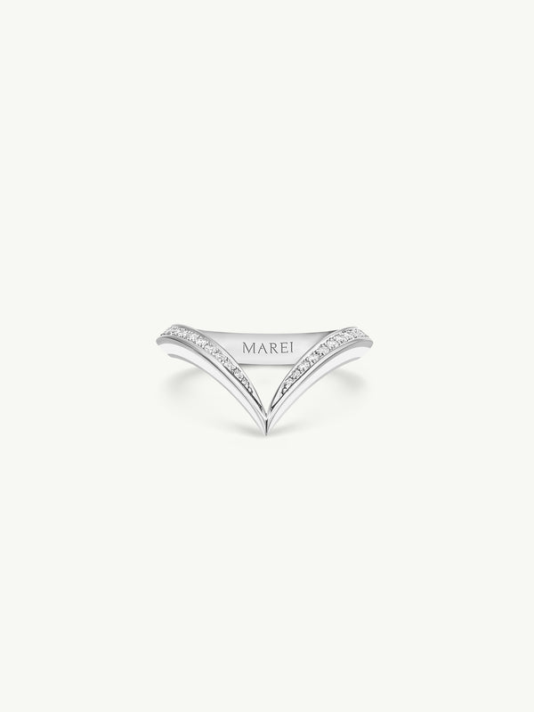 Yasmeen Band with Pavé-Set White Diamonds In 18-Karat White Gold & White Enamel
