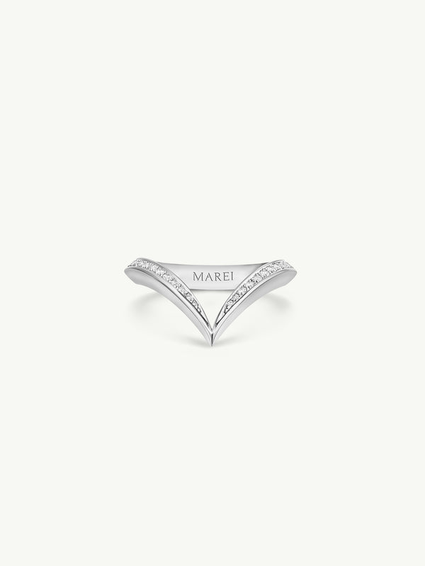Yasmeen Band with Pavé-Set White Diamonds In 18-Karat White Gold