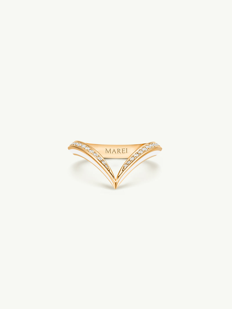 Yasmeen Band with Pavé-Set White Diamonds In 18-Karat Yellow Gold & Enamel