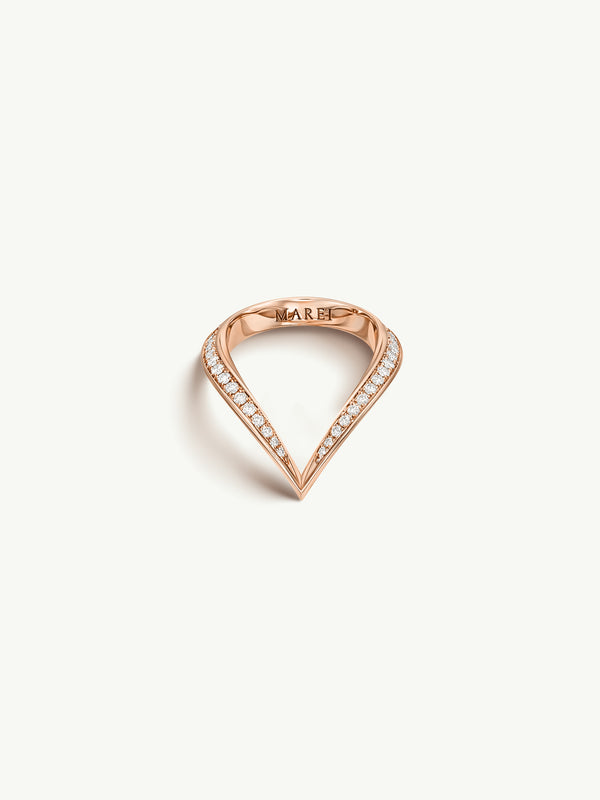 Yasmeen Band with Pavé-Set White Diamonds In 18-Karat Rose Gold & White Enamel