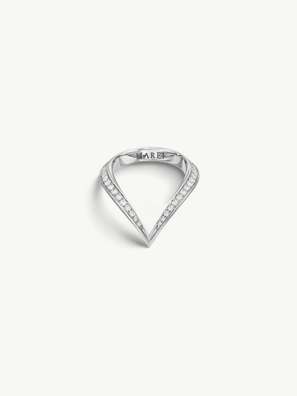 Yasmeen Band with Pavé-Set White Diamonds In 18-Karat White Gold & White Enamel