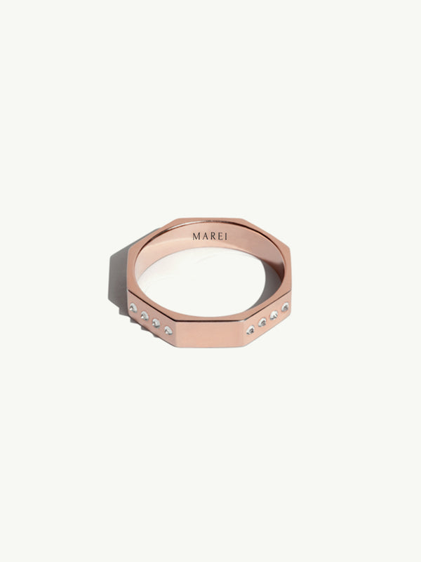 Octavian Ring with Brilliant White Diamonds in 18K Rose Gold, 4.5 mm