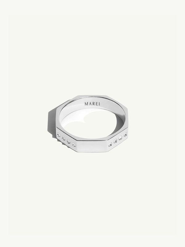 Octavian Ring with Brilliant White Diamonds in Platinum, 4.5 mm