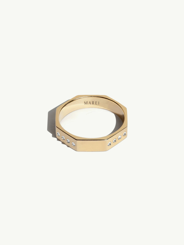 Octavian Ring with Brilliant White Diamonds in 18K Yellow Gold, 4.5 mm
