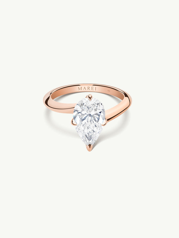 Pythia Serpentine Twist Solitaire Engagement Ring With Brilliant Pear-Cut Diamond In 18K Rose Gold