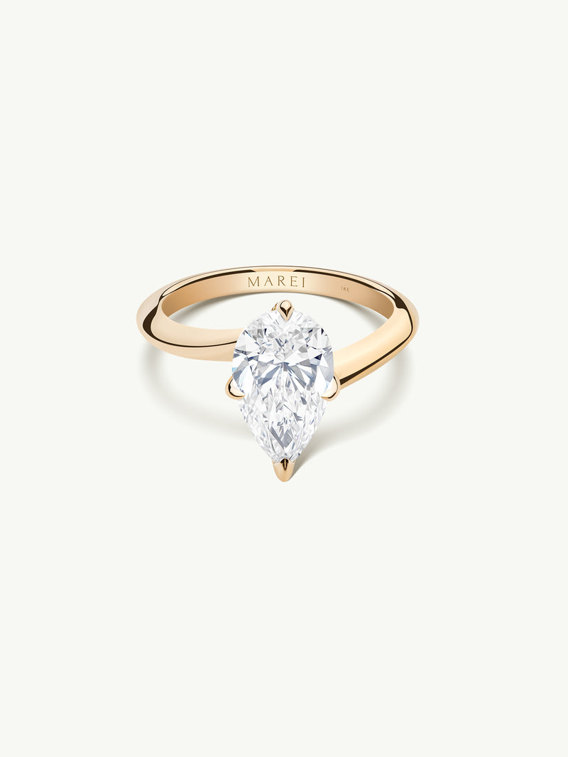 Pythia Serpentine Twist Solitaire Engagement Ring With Brilliant Pear-Cut Diamond In 18K Yellow Gold