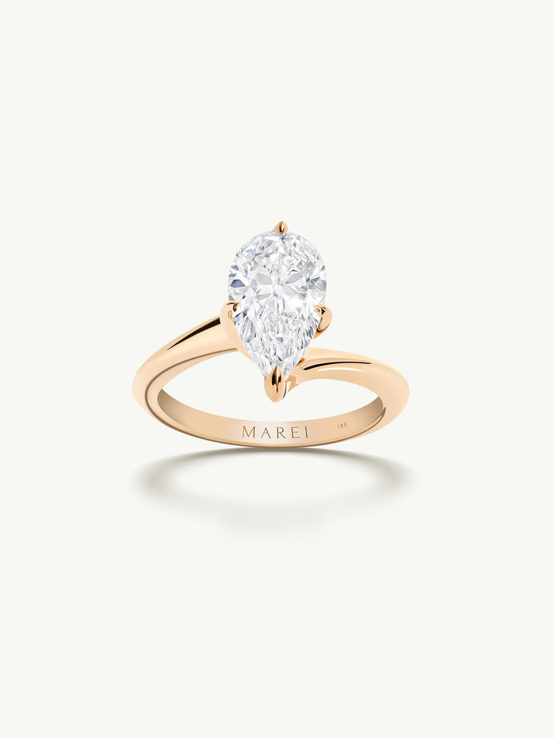 Pythia Serpentine Twist Solitaire Engagement Ring With Brilliant Pear-Cut Diamond In 18K Yellow Gold