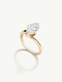 Pythia Serpentine Twist Solitaire Engagement Ring With Brilliant Pear-Cut Diamond In 18K Yellow Gold