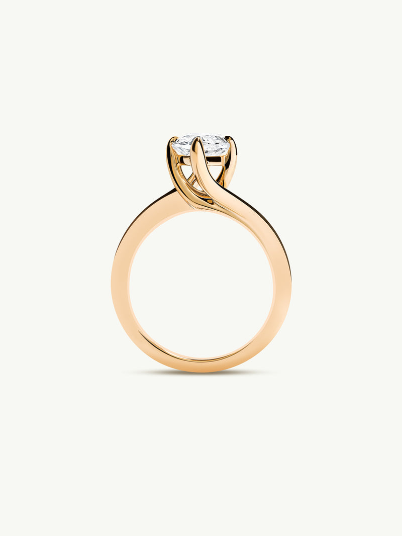 Pythia Serpentine Twist Solitaire Engagement Ring With Brilliant Pear-Cut Diamond In 18K Yellow Gold