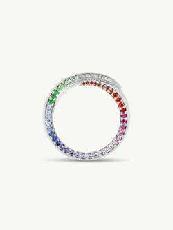 MAREI Sahara Oasis Ring With Pavé-Set Brilliant Cut Diamonds and Rainbow Ombré Gemstones In Platinum, 8mm