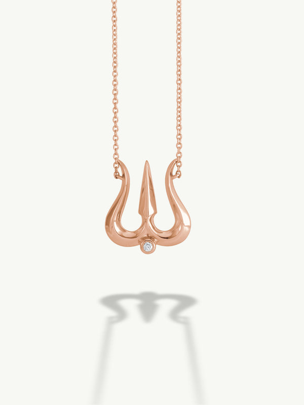 Shriva Trishula Pendant Necklace With White Diamond