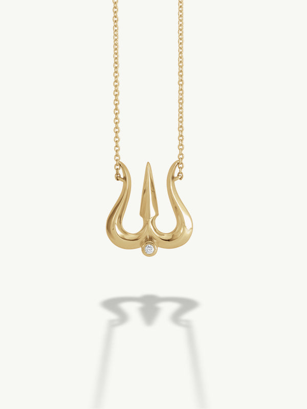 Shriva Trishula Pendant Necklace With White Diamond