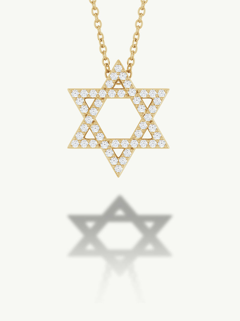 Star of David Pendant Necklace With Pavé-Set Diamonds, 0.20 CTW
