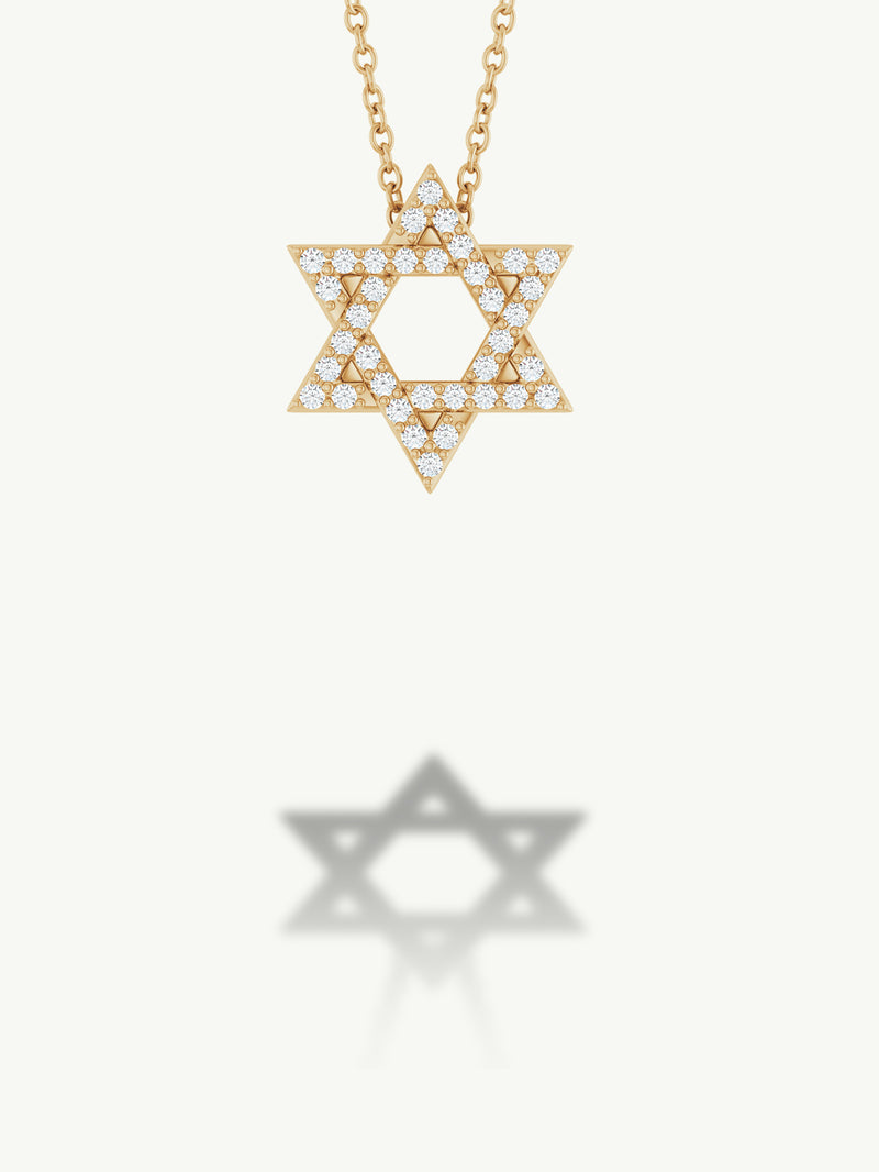 Star of David Pendant Necklace With Pavé-Set Diamonds, 0.17 CTW
