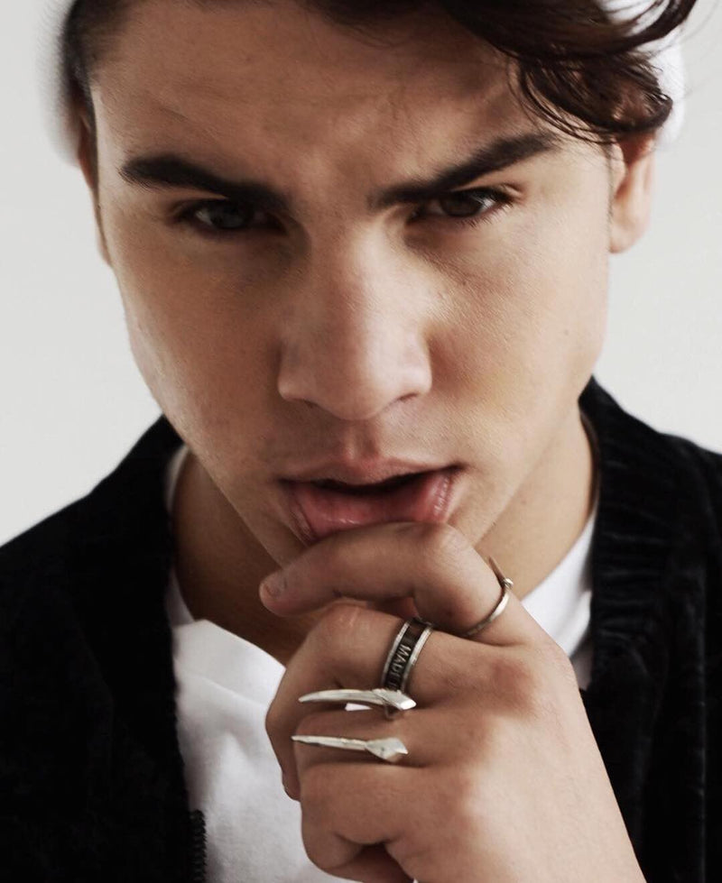 Damian Brevis Horn Talisman Ring In Blackened Silver