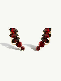 Isadora Earrings With Red Garnet Gemstones In 18K Yellow Gold