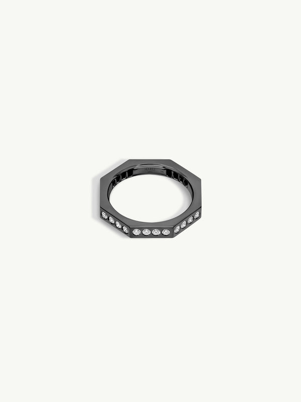 Octavian Brilliant White Diamond Eternity Ring In 18K Blackened Gold, 3 mm