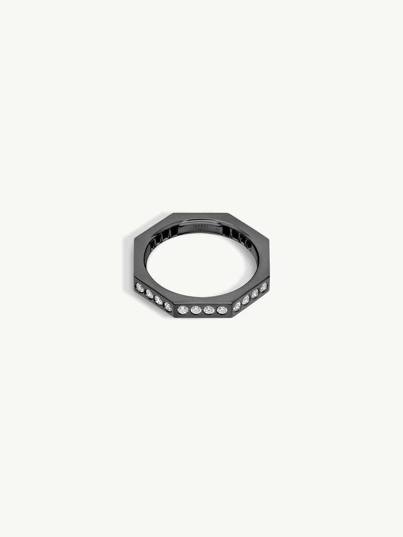 Octavian Brilliant White Diamond Eternity Ring In 18K Blackened Gold, 3 mm