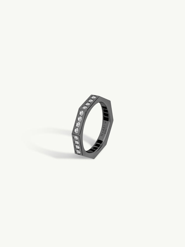 Octavian Brilliant White Diamond Eternity Ring In 18K Blackened Gold, 3 mm