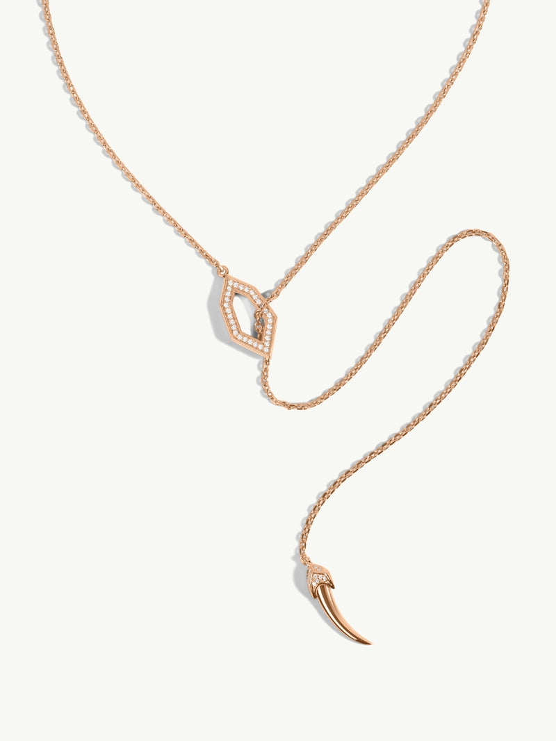 Amanti Hexagon Pendant Lariat Necklace With Brilliant Pavé-Set Diamonds In 18K Rose Gold