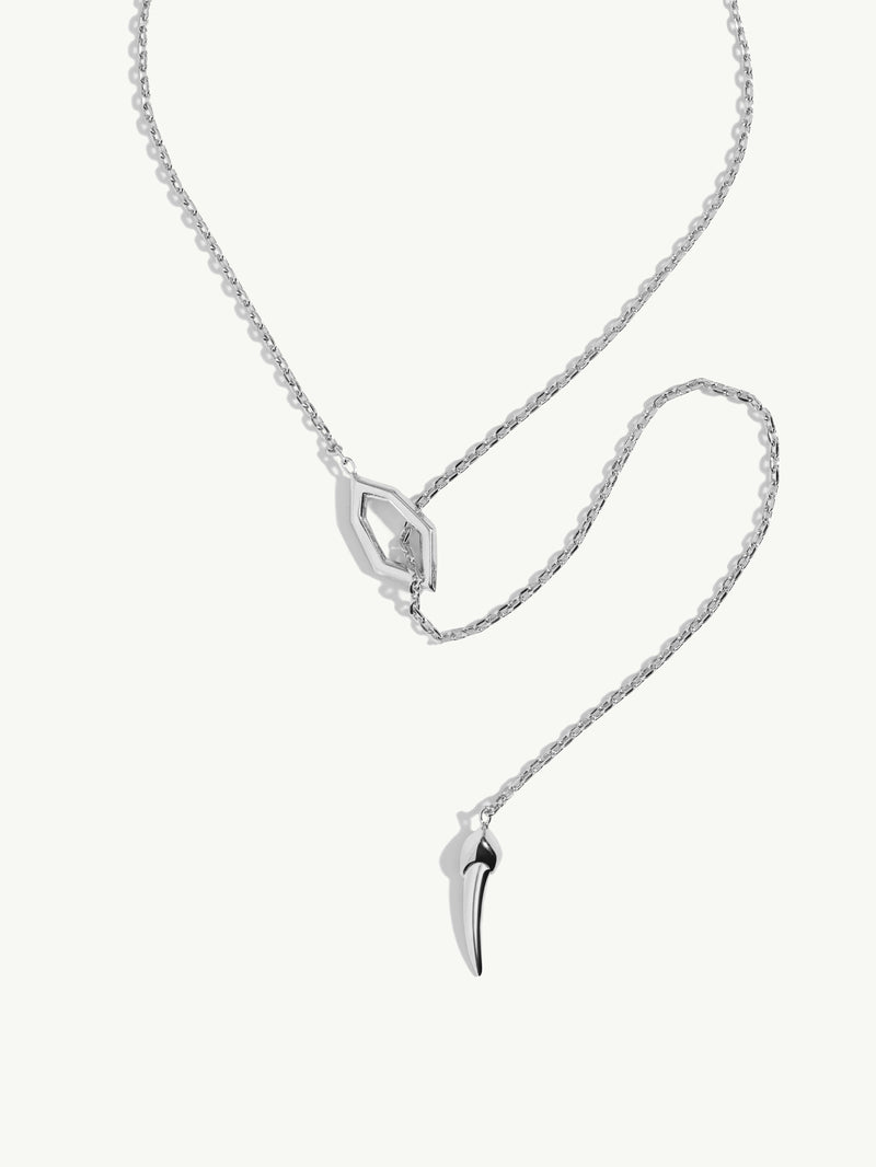 Amanti Lariat Horn Talisman Lariat Necklace In 18K White Gold