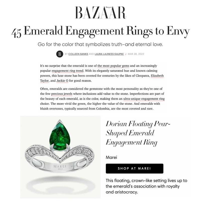 Dorian Floating Teardrop-Shaped Emerald Engagement Ring In Platinum