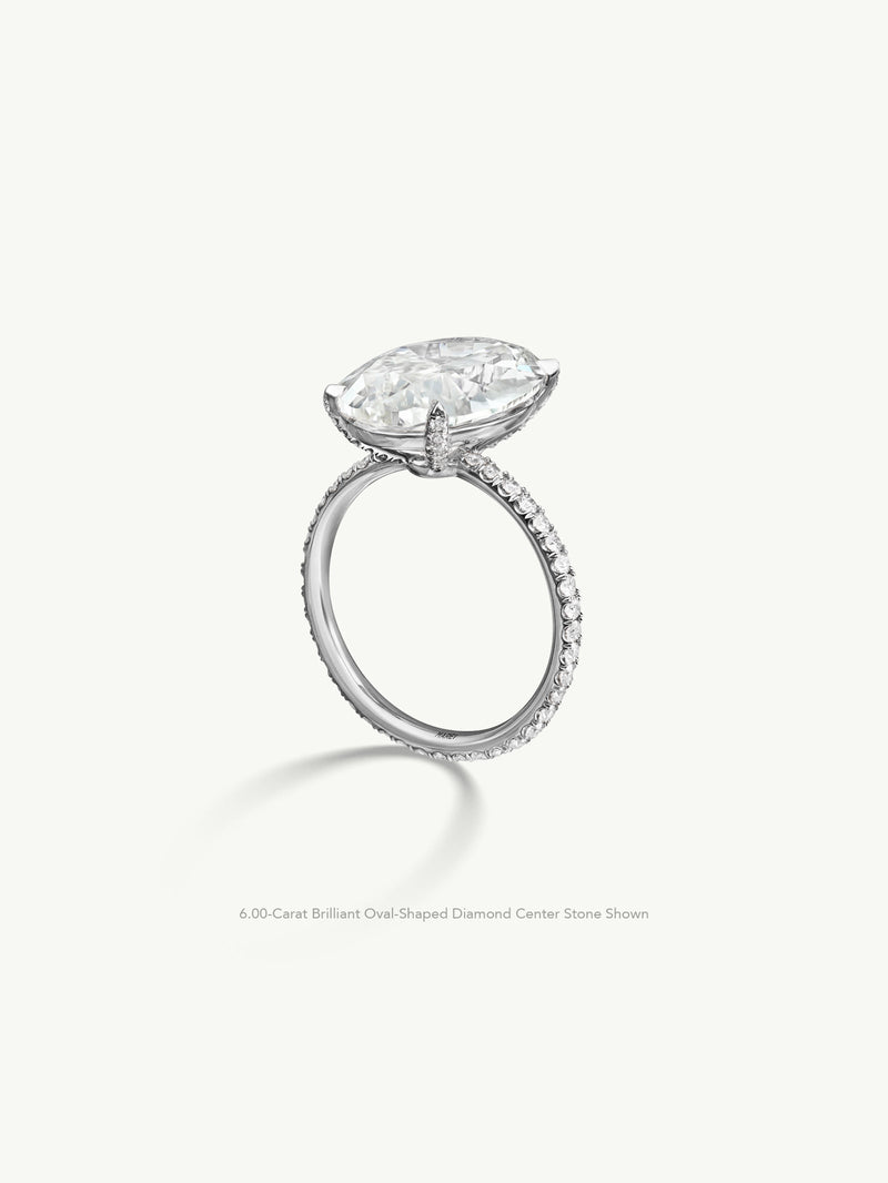 Suma Oval-Shaped Brilliant Cut White Diamond Engagement Ring In Platinum