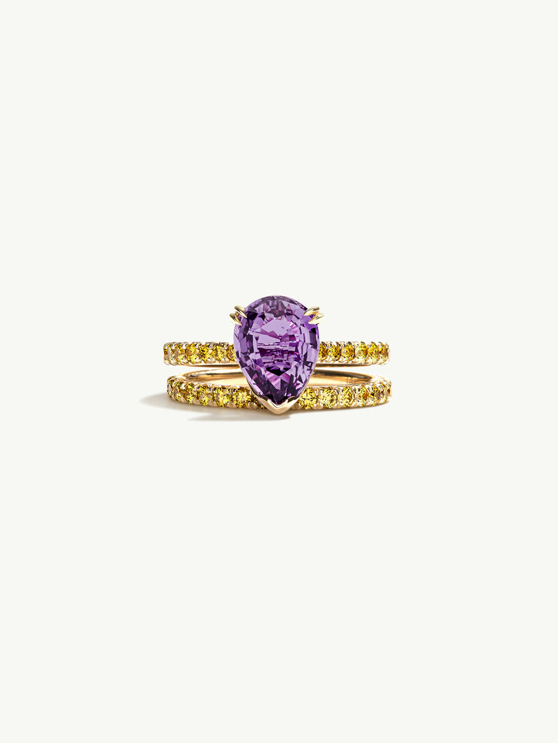 Phebe Ring With Purple Sapphire & Pavé-Set Yellow Diamonds In 18K Yellow Gold
