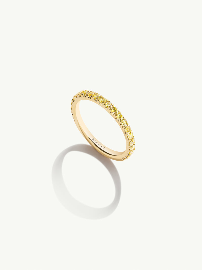 Phebe French Pavé-Set Band Ring With Yellow Diamonds In 18K Yellow Gold, 2.4mm