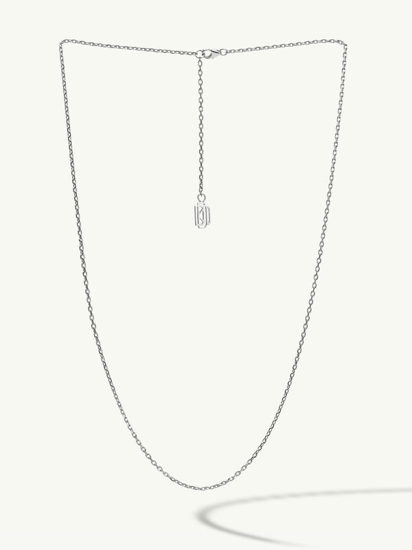 Diamond Cut Cable Chain Necklace In 18K White Gold, 1.5mm
