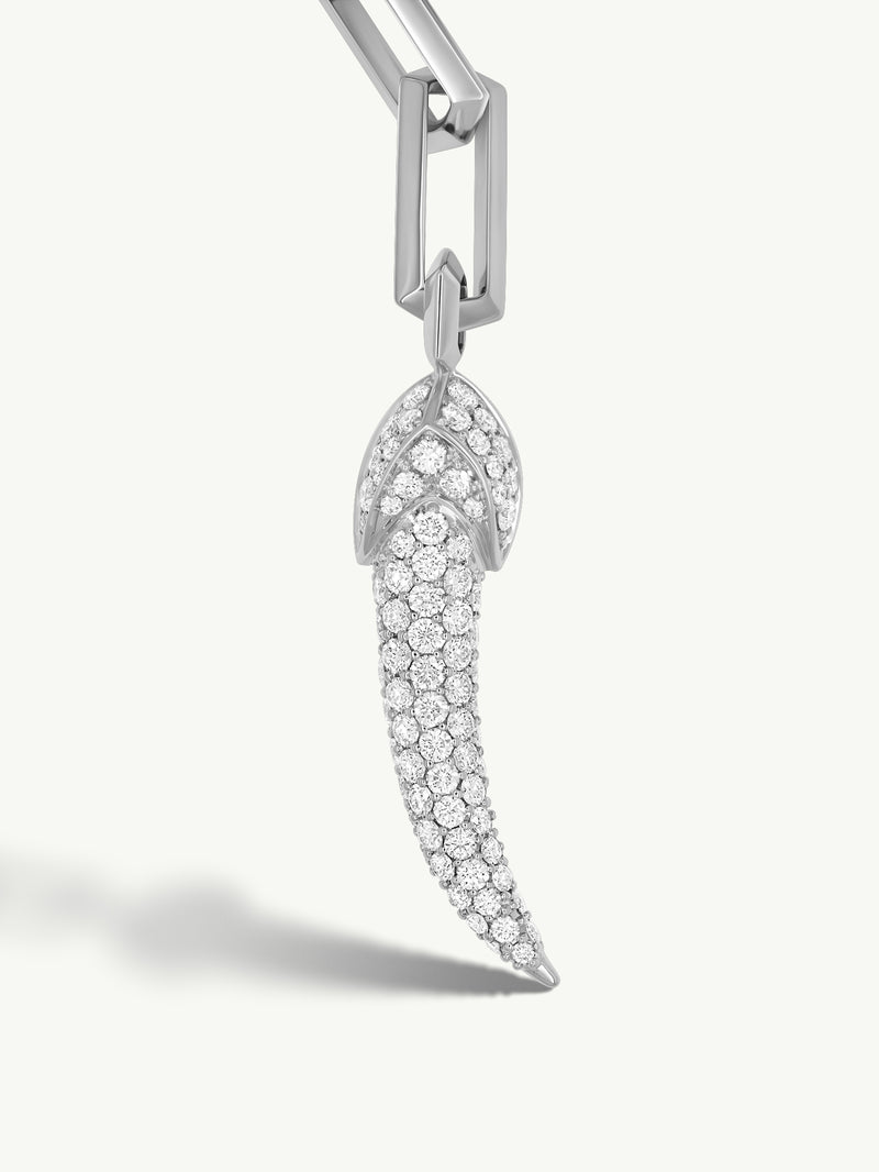 Damian Horn Talisman Pearl Necklace With Pavé-Set Brilliant Diamonds In 18K White Gold