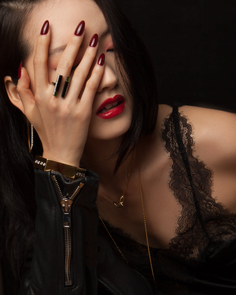 Invidia Black Onyx & Baguette-Cut White Diamond Ring With Pavé-Set Diamonds In 18K Rose Gold