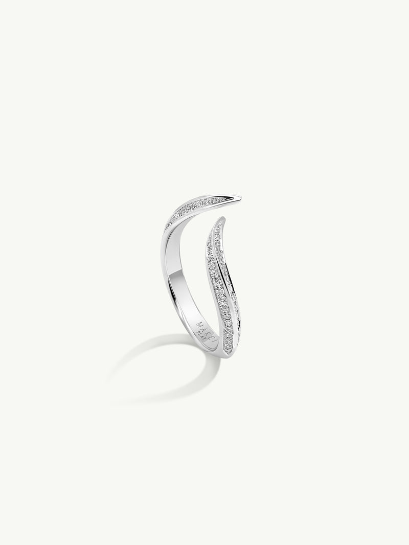 Ayla Arabesque Ring With Pavé-Set Brilliant White Diamonds In Platinum