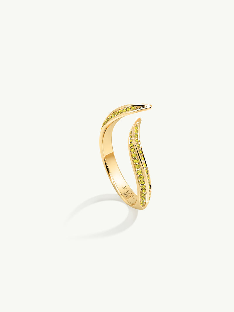 Ayla Arabesque Ring With Pavé-Set Brilliant Vivid Yellow Diamonds 18K Yellow Gold